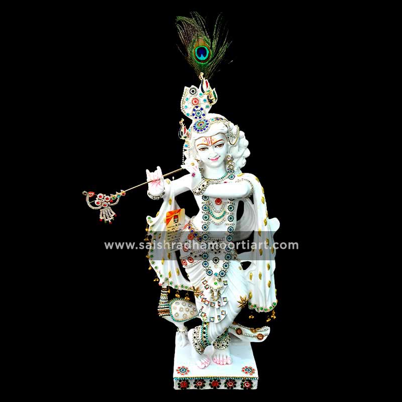 Marble Cultural White Green Krishna