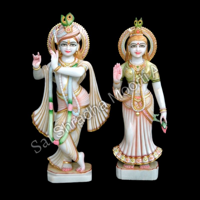 Cute Radha Krishna Marble Statue